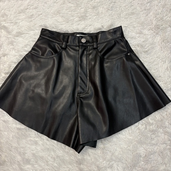 Revolve WeWoreWhat Flare Bell Short Leather Black - Picture 2 of 4